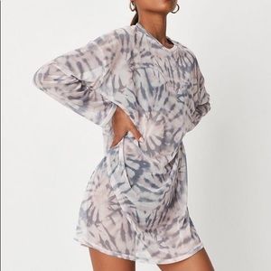 Missguided Oversized T-Shirt Dress in Lilac Tie-Dye